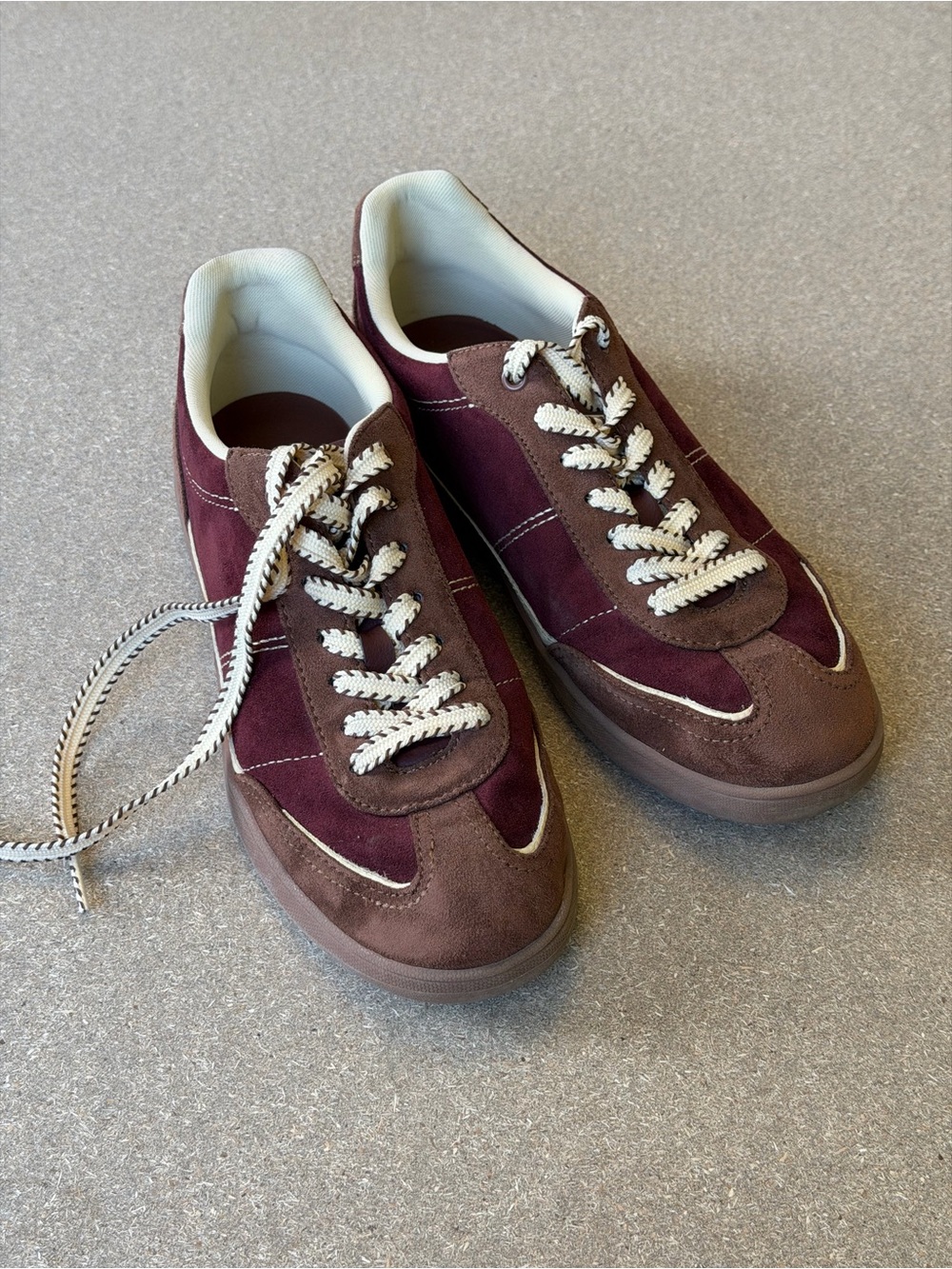 Zara Burgundy & Cream Low-Top Sneakers